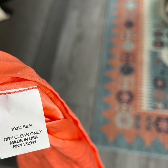 Amanda Uprichard| Neon Coral Silk Dress with Cute Sleeve Details, Size Medium••• - Picture 10 of 13